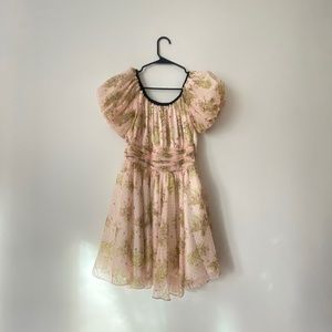 J.ing Antoinette Rococo Mini Dress. Flowered Puff sleeve
